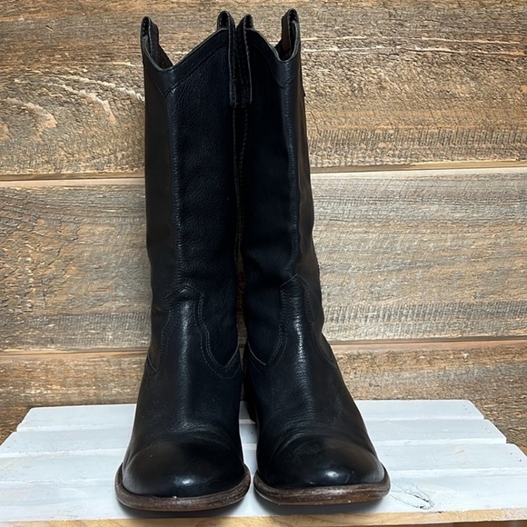 Frye Carson Pull On Black Leather Southern Western Cowgirl Festival Boots 11 - Picture 5 of 13